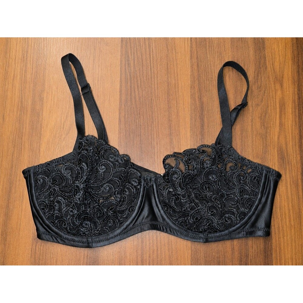 Victorias Secret 34D Y2K Black Lace Underwire Balconette  2003 Sheer Demi